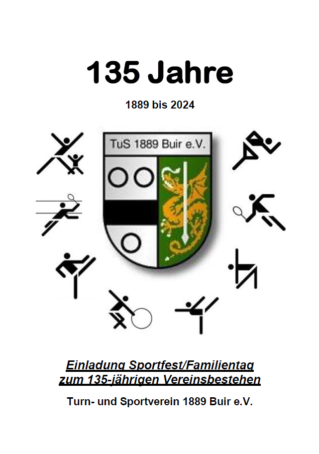 Flyer Vereinsfest 135 Jahre TuS Buir